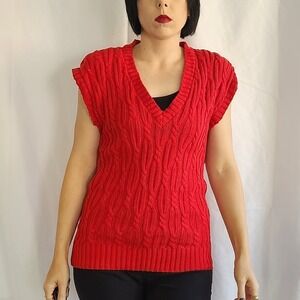 80s 100%‎ Cotton Red Sweater Vest